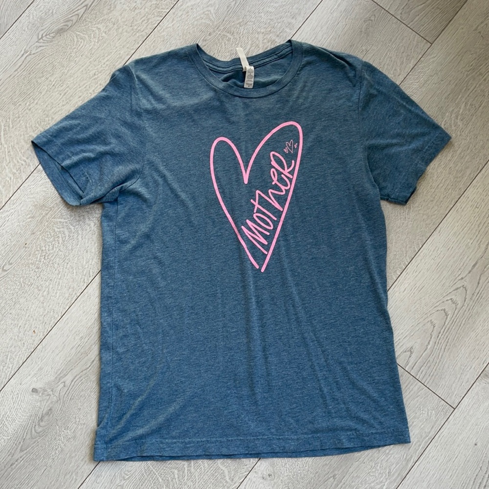Bella Canvas Mother Tee Size Medium Blue + Pink